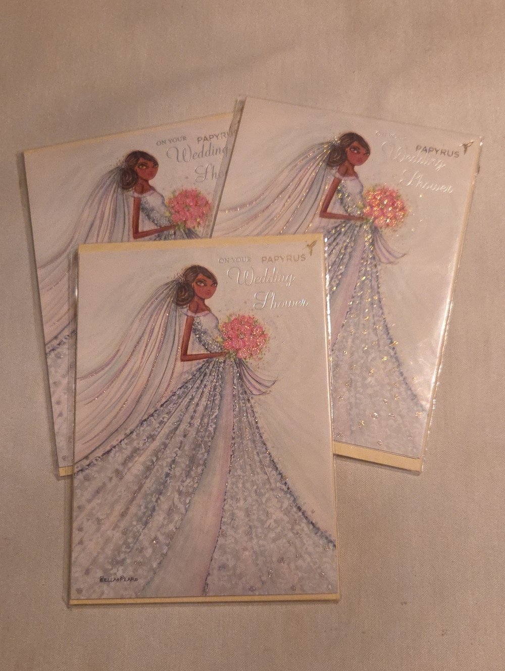 Papyrus Bridal Shower Cards (3) — White Gown with Pink Bouquet